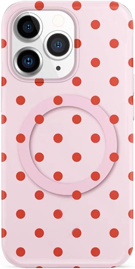 Polka Dot Phone Case Retro Cute Aesthetic Vintage Classic Phone Case Compatible with for iPhone 13, Pink