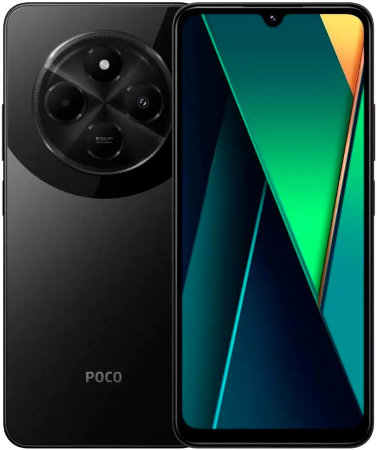Poco C75 4G LTE GSM (128GB + 6GB) 50MP Triple Camera 6.88″ Octa Core (for Tmobile Mint Tello & Global) Unlocked + (w/Fast 33w Car) (Black)