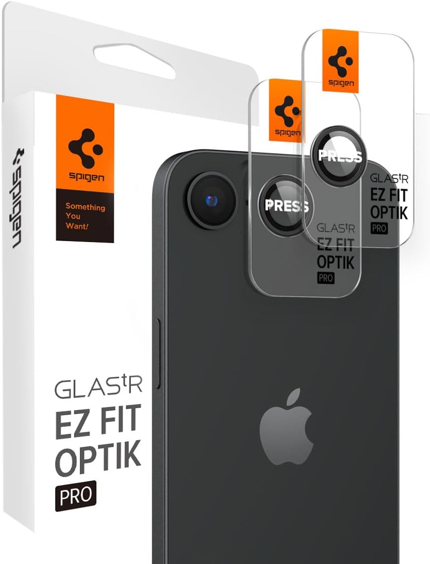 Spigen Camera Lens Screen Protector [GlasTR Optik Pro] designed for iPhone 16e – Black [2 Pack]