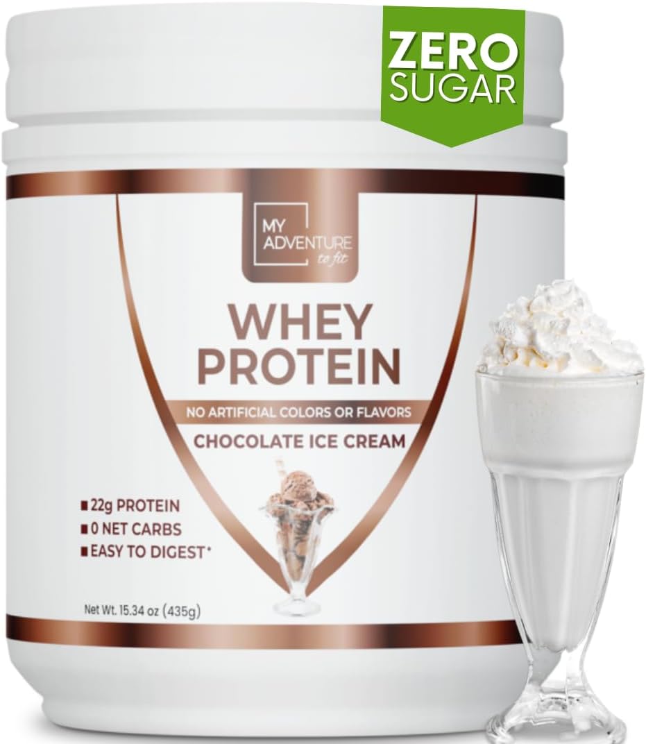 My Adventure to Fit Whey Isolate Protein Powder – Low Carb Protein Powder for Women – Sweetened with Stevia Whey Isolate Protein for Muscle Growth – Protein Powder (Chocolate Ice Cream, 15 Servings)