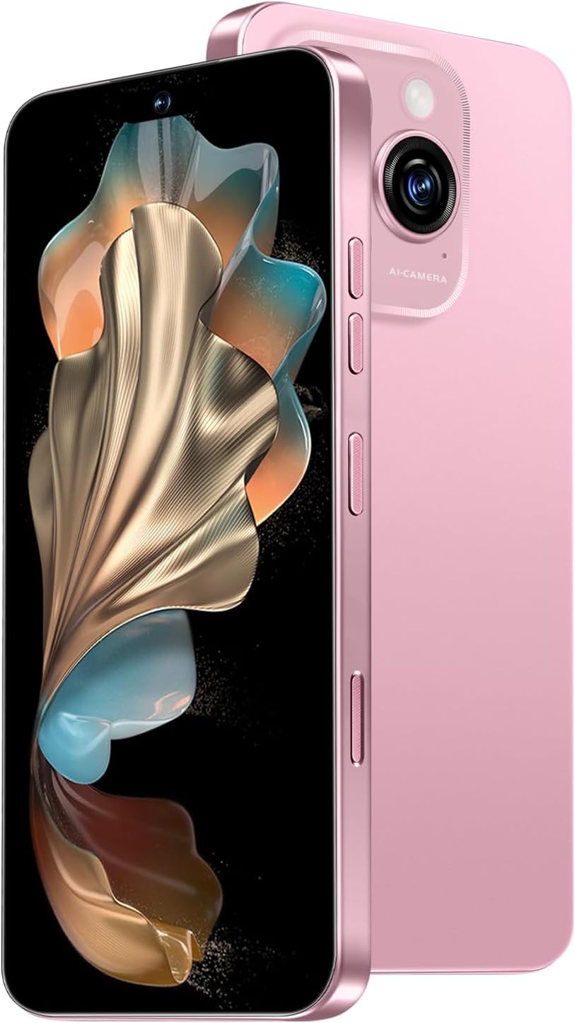 16PROMA X Unlocked Phone,12+512GB Smartphone, Android 14.0, Long Battery Life 7000mAh,6.99″ Display 68+108MP Zoom Camera,with Dual SIM, Fingerprint Lock, Face ID (Pink)
