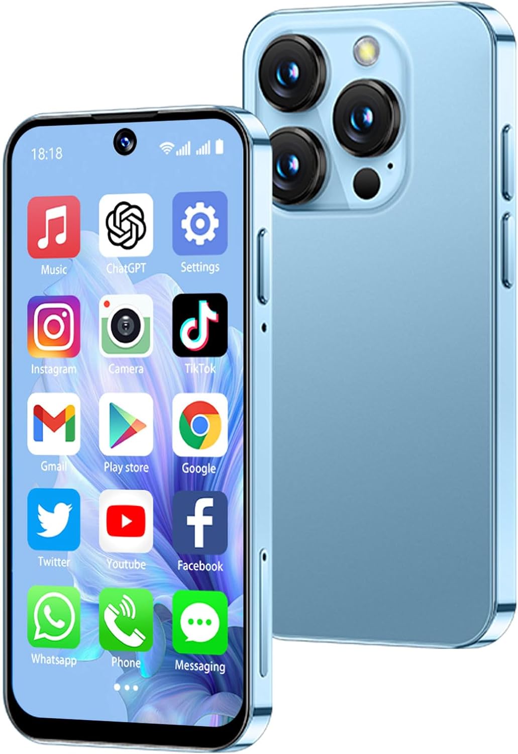 Mini Phone,Mini Smartphone Unlocked with 3.88″ HD Full Screen WiFi Small Mobile Phone for Kids Tiny Cell Phone wih 2000mAh Battery Face lD 2GB+16GB World’s Smallest Mobile Phones (2GB+16GB-Blue)