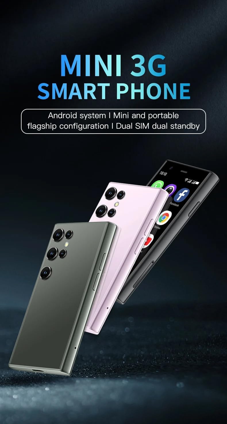 Mini Smartphone, S23 Pro Small 3G Mobile Phone 3.0” Touch Screen 2GB RAM 16GB ROM Android 8.1 Dual SIM 1000mAh Super Mini Cellphone (Green)