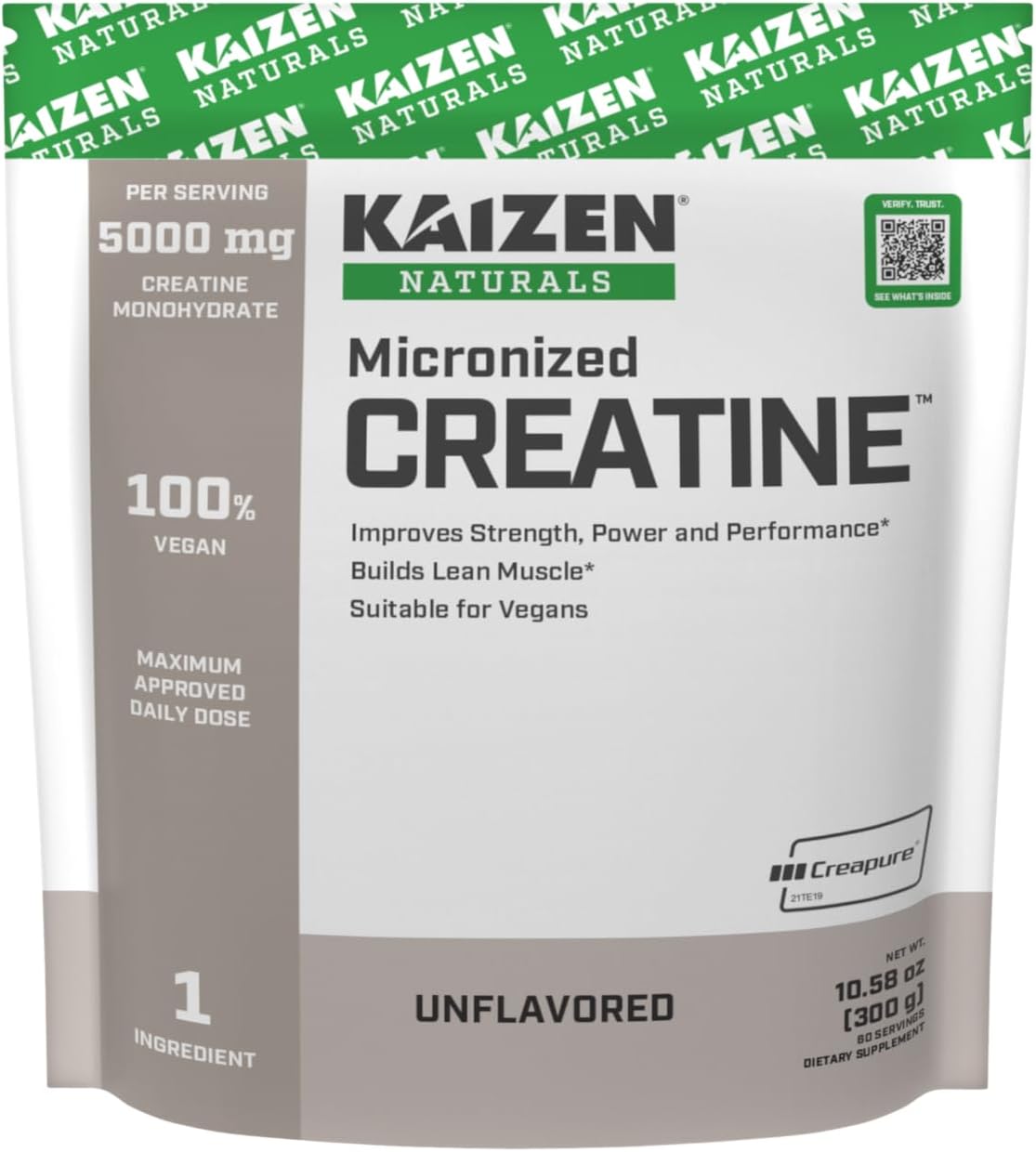 Creatine Monohydrate | 100% Creapure from Germany | Micronized | Cognitive Support | Strength & Power | See The Test Results | Allergen Free | Non-GMO | Unflavored | 10.58 oz | 60 Servings