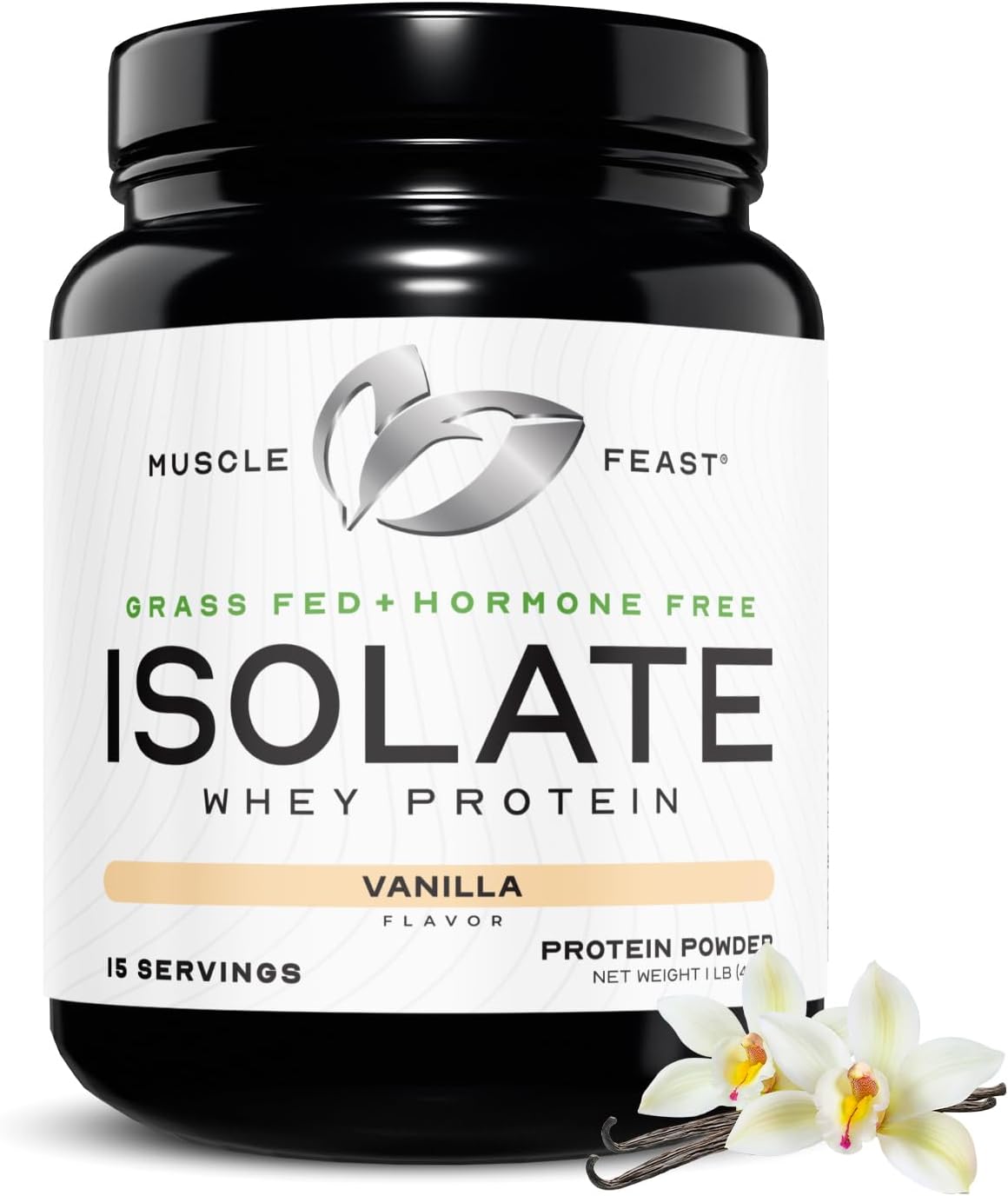 Muscle Feast Grass-Fed Whey Protein Isolate, All Natural Hormone Free Pasture Raised, Whey Isolate Protein Powder for Men and Women, Clean, Gluten-Free, Delicious Isolate Protein – Vanilla, 1lb