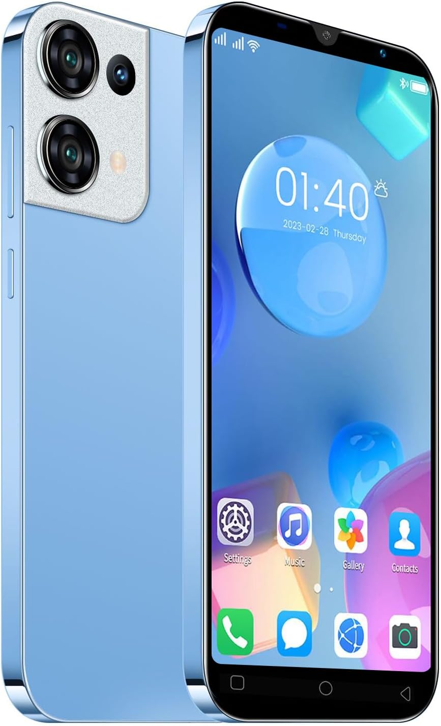Cheap Mobile Phones, 5.0″ IPS Display, Android 9.0, Dual SIM Dual Camera, Quad Core, 16GB ROM【Expandable up to 128GB】, Support WiFi/Bluetooth/FM, Face Unlocked Phones (Reno9pro-Blue)