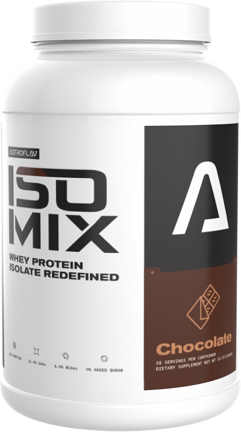 ASTROFLAV IsoMix Redefined Whey Protein Isolate Powder – 24g Protein, 0g Sugar, Low-Carb, 6.5g BCAA + 13.4g EAA – Premium Muscle Recovery & Lean Muscle Growth Formula, Chocolate