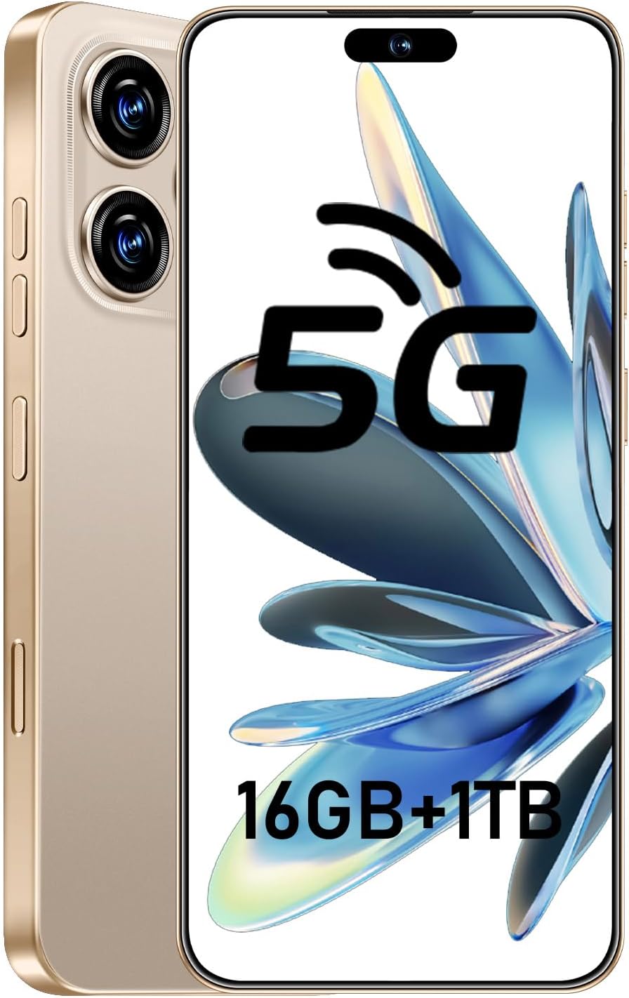 16PROMA X 5G Phone,Smartphone Unlocked Cell Phone 16GB+1TB/6.99“ HD Screen Display/68MP+108MP Camera/7000 mAh , Dual SIM Card/Face Unlock/Fingerprint Button Unlock-and take photos (Desert Titanium)