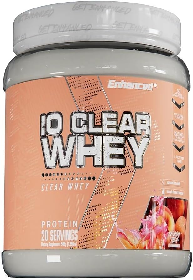 Enhanced Labs iO Clear Whey Protein – 20 Servings, 24g Fast-Absorbing Protein, 100 Calories, Zero Sugar & Fat, Lactose-Free – Natural Flavors