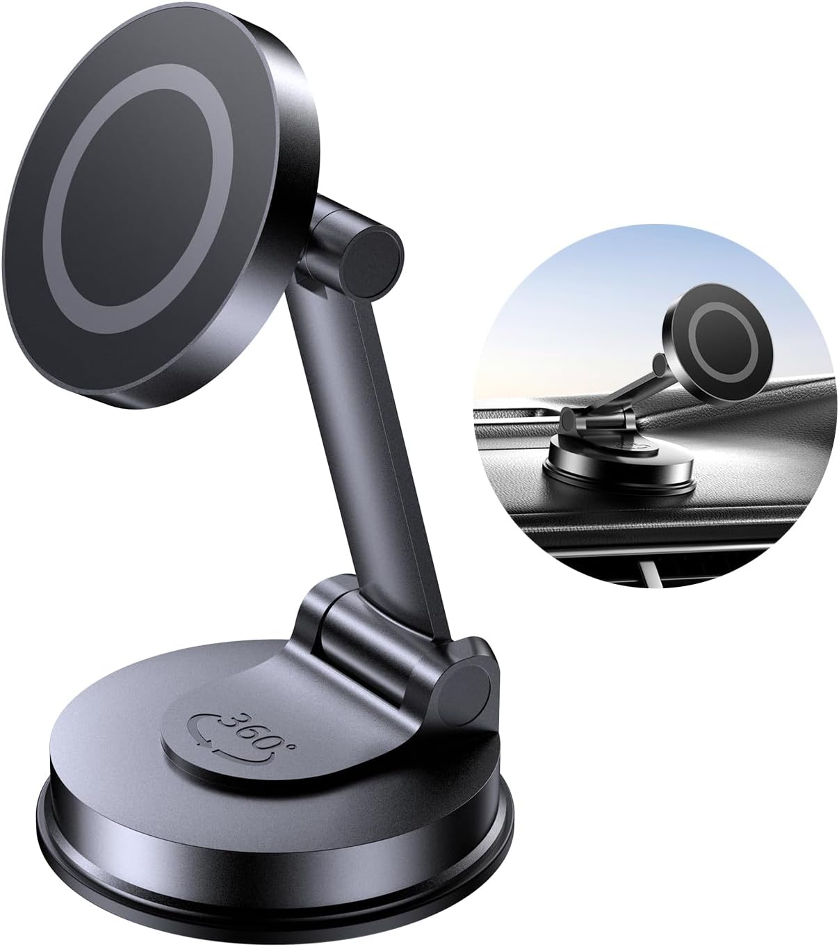 for MagSafe Car Mount, Car Phone Holder for Dashboard, 360° Rotatable Magnetic Phone Holder for Cars, Strong Adhesive, Sturdy Metal Mount, Compatible with iPhone Samsung