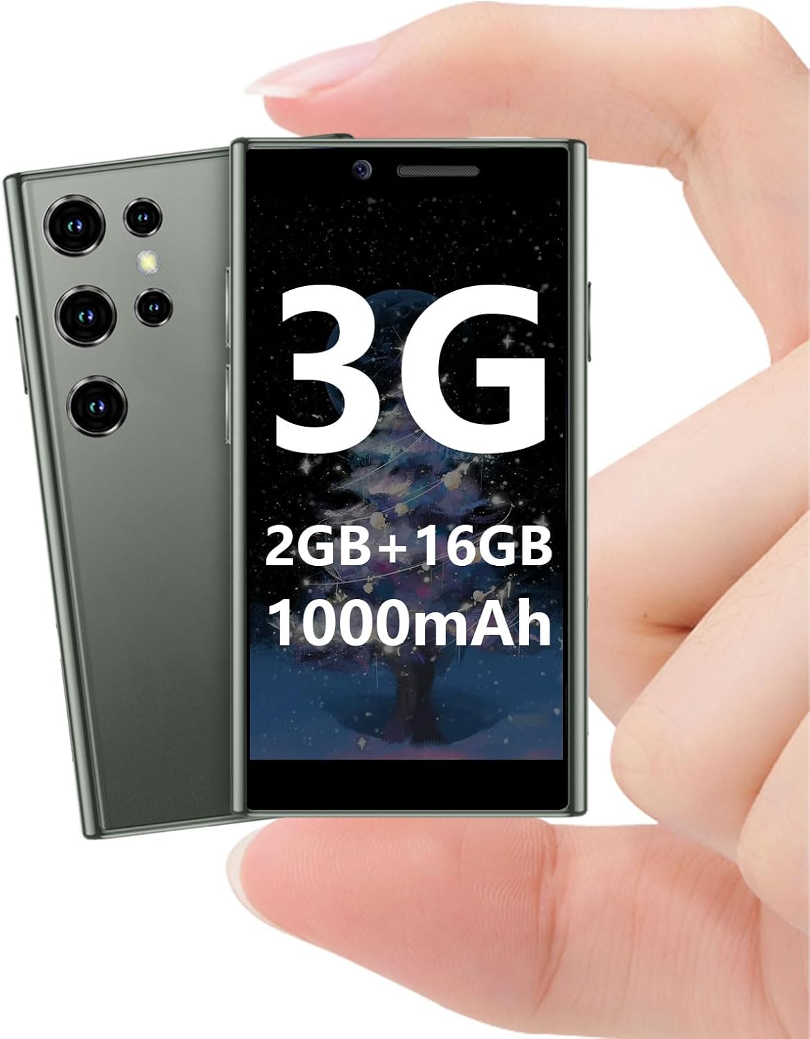 Mini Smartphone 3G Unlocked Mini Phone Kid’s Smartphone 3.0” HD Touch Screen World’s Smallest 1000mAh Battery Dual SIM Little Mobile Phone with Face ID Pocket Child Cellphone 2GB+16GB Green