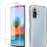 Phone Case for Redmi Note 10 Pro 4G/Note 10 Pro Max Case with Tempered-Glass Screen Protector, Clear Full Body Protective Hard PC Shell TPU Cover Cases for Xiaomi Redmi Note 10 Pro (Clear)