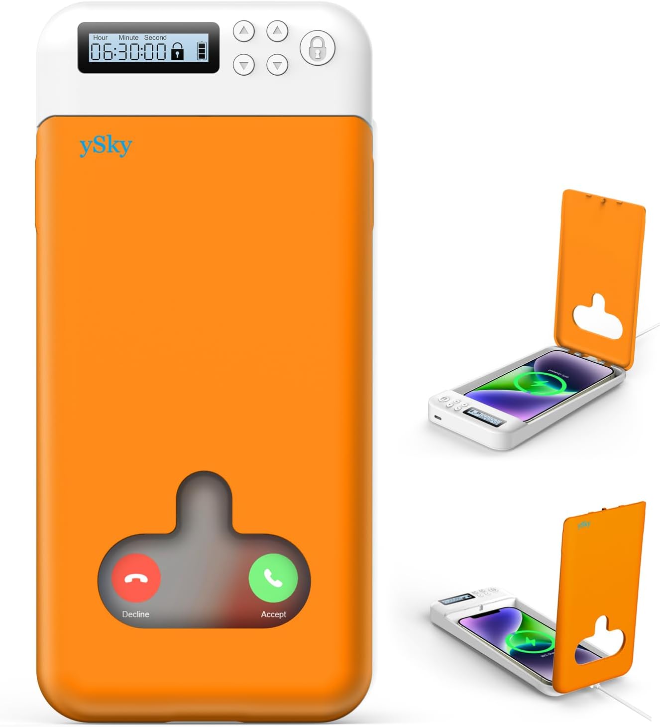 Phone Lock Box with Timer for iPhone and 6.7inch Android Phones, Portable Self-Control Timed Phone Locker to Help Kids,Students,Adults Focus Back,Phone Jail to Prevent Phone Addiction(Orange)