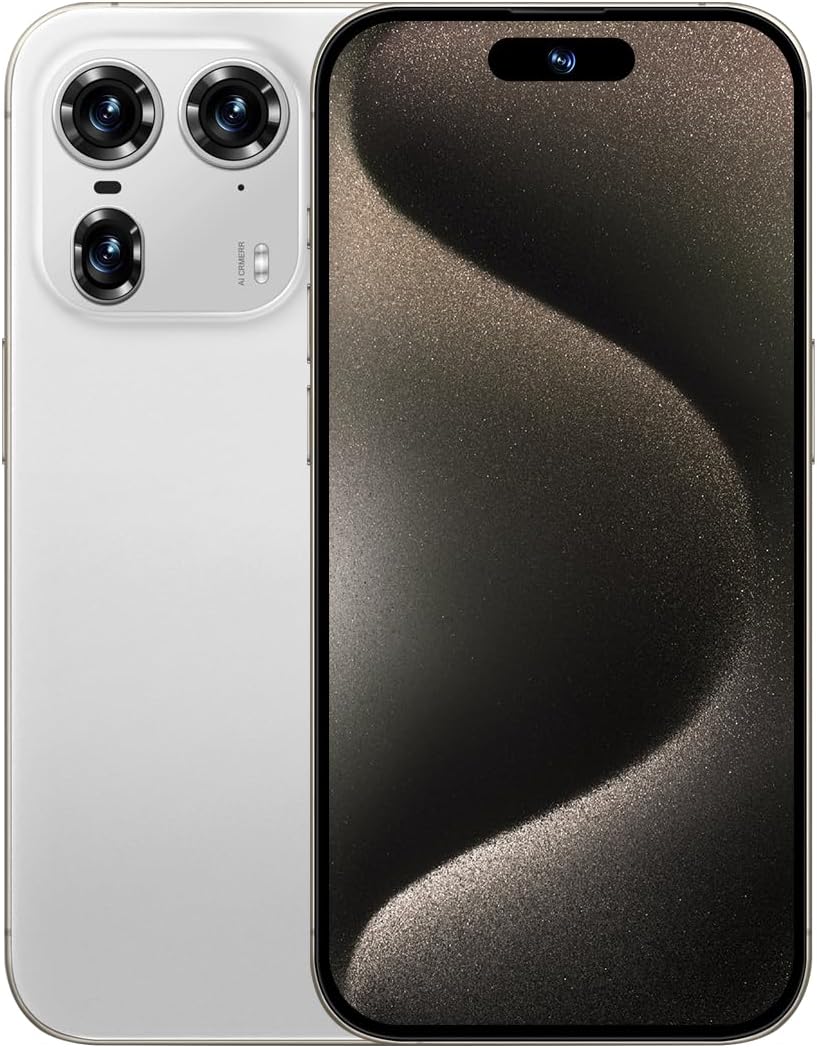 A15 Pro Max 2025 Unlocked Android Phone 6.8″ FHD+Display 108MP+48MP Dual Camera 6800mAh Battery|Android 13|FaceID&DualSIM 8GB+256GB(White)