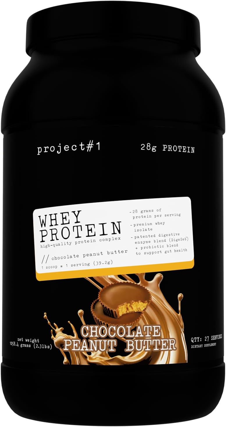 Project #1: Whey Protein Plus | Micro-Filtered Whey Isolate for Muscle Development & Rapid Recovery | Whey Protein Powder – Protein Drinks or Workout Smoothie | 27 Servings – Chocolate Peanut Butter