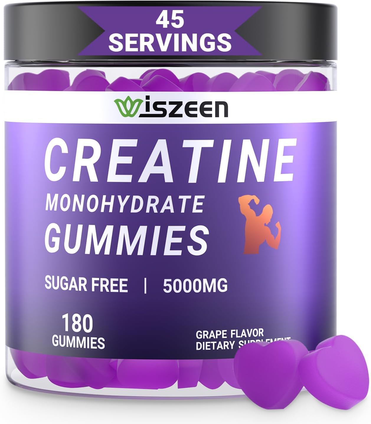 Sugar Free Creatine Monohydrate Gummies for Men Women, Creatine Monohydrate Gummy with L-Taurine, Alpha GPC, Vitamin B12