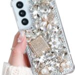 Luxury Woman Case for Samsung Galaxy S21 Bling Glitter Sparkle Shiny Stones Shockproof Air-Bag Corners, Rhinestones Crystal Diamond Pretty Girls Case for Galaxy S21