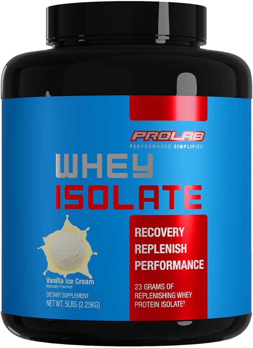 ProLab Whey Isolate-Ultra Pure, Fast Absorbing Premium Grade Protein to Support Lean Muscle growth-23 Grams of Protein per Scoop-Fuels Post Performance Replenishment (Vanilla Ice Cream, 5 LB)