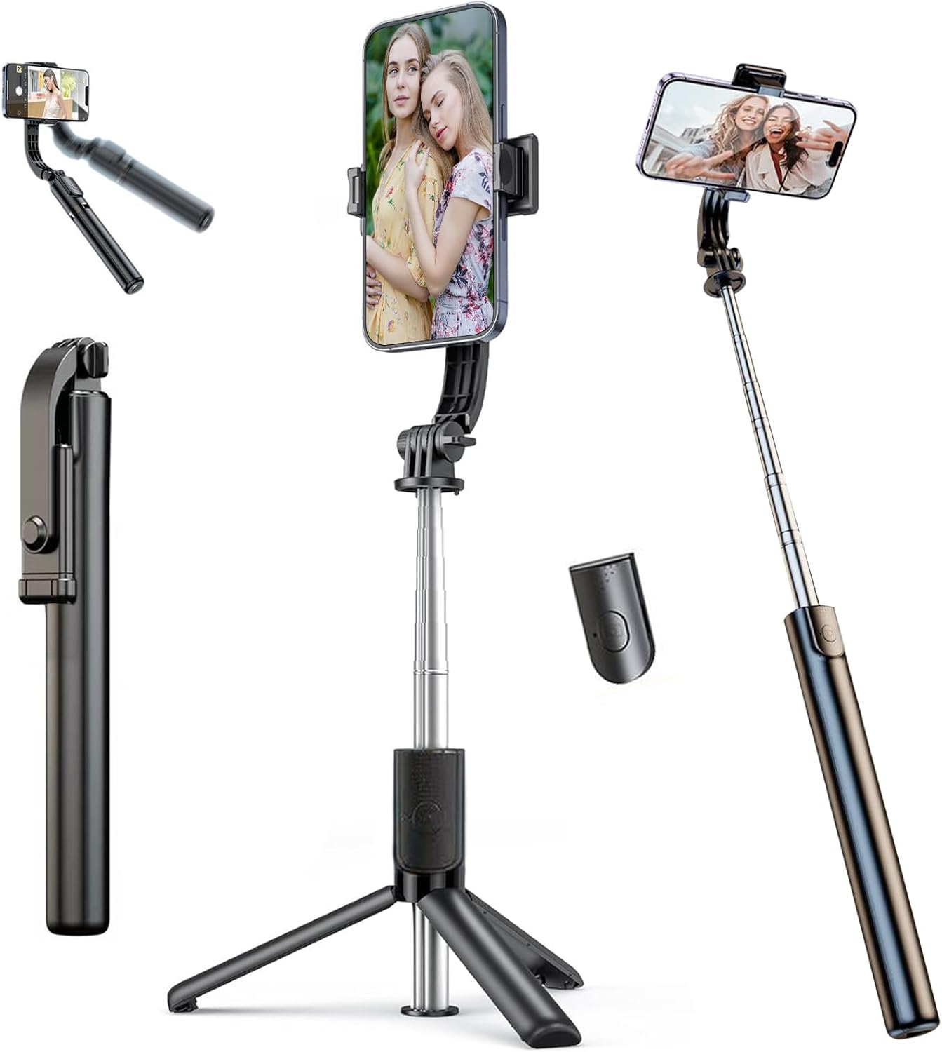 Selfie Stick & Cell Phone Tripods, Extendable Selfie Stick Tripod with Wireless Remote, Portable, Lightweight, 360° Rotatable Tripod Stand for Video Recording Vlog Compatible with iPhone Samsung