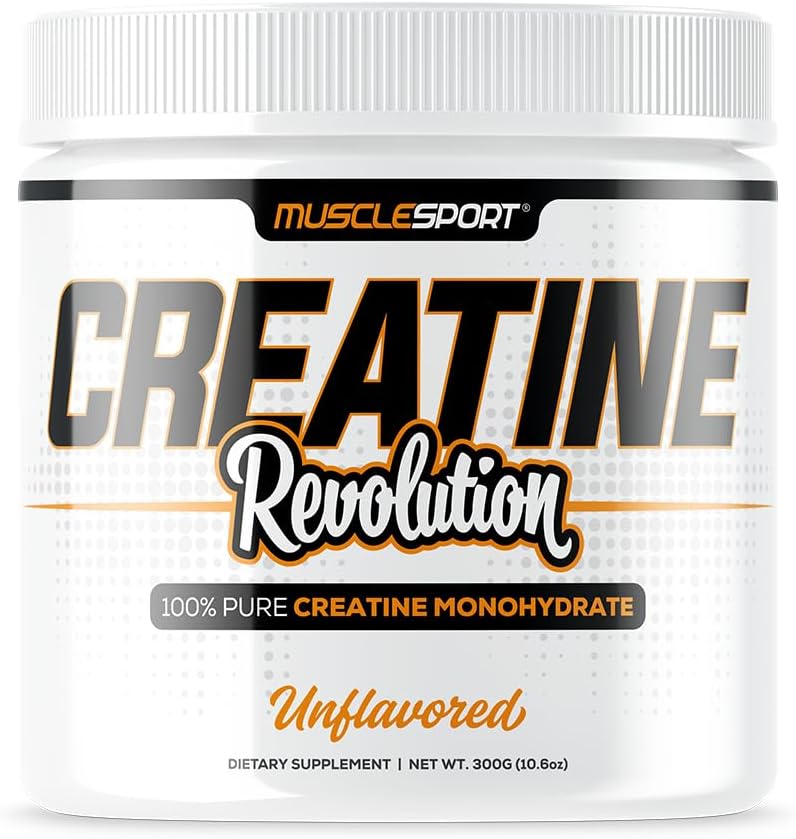 Musclesport Creatine Monohydrate Powder – Micronized Creatine Monohydrate – Energy, Strength & Endurance – 300g, Unflavored