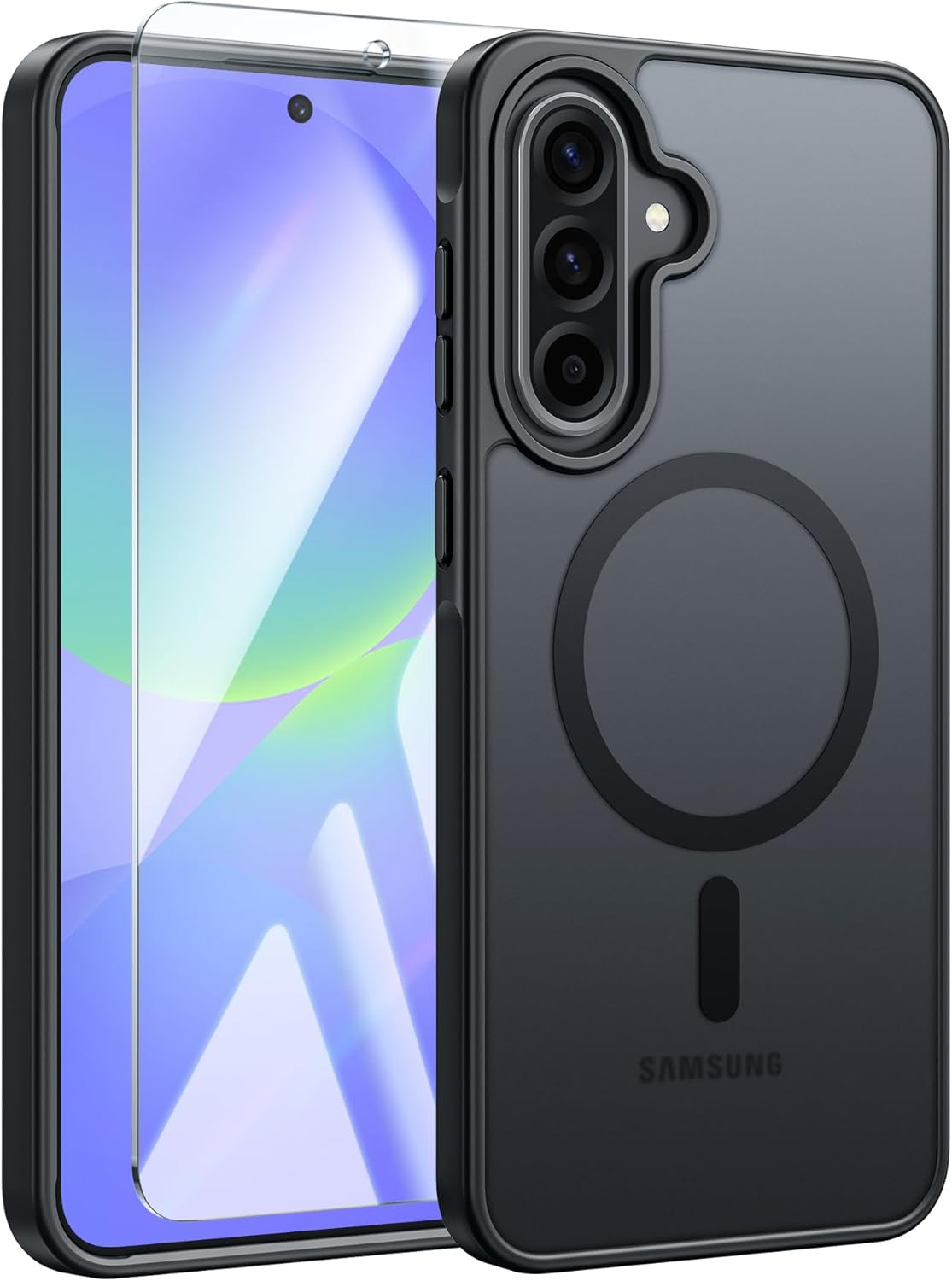 FNTCASE for Samsung Galaxy A36-5G Case: for Galaxy A56 5G Case Magnetic Translucent Matte Shockproof Slim Phone Cover – Military Grade Drop Proof Hard Back Anti-Fingerprint Protective Case – 6.7 inch