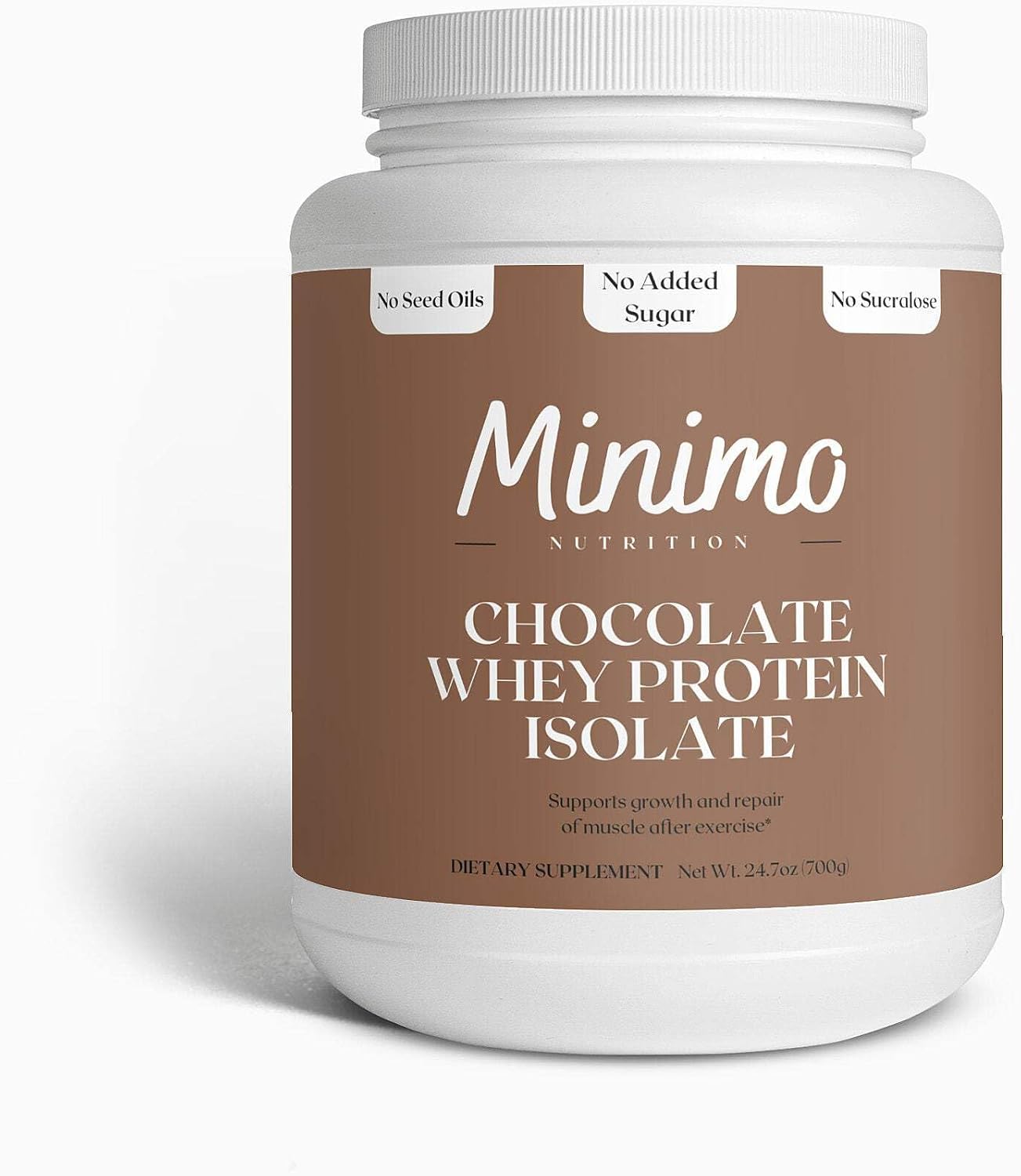 Whey Isolate Protein Powder, Chocolate, Only 3 Ingredients, Whey Protein Isolate, No Seed Oils, No Added Sugar, No Sucralose, 1.61 lbs