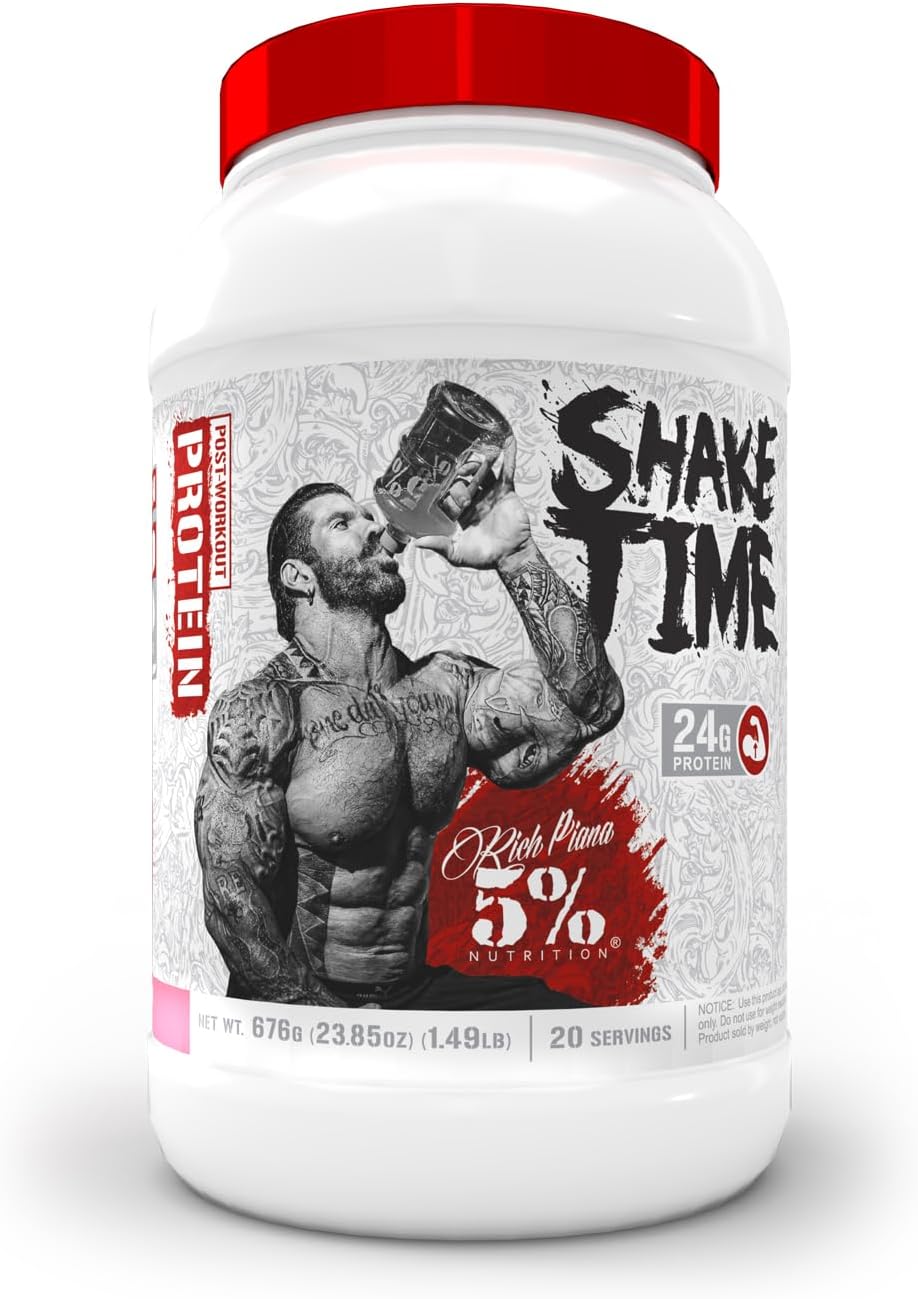 5% Nutrition Rich Piana Shake Time | 24g Animal Based Protein Drink | Grass-Fed Beef, Chicken, Whole Egg (Birthday Cake)