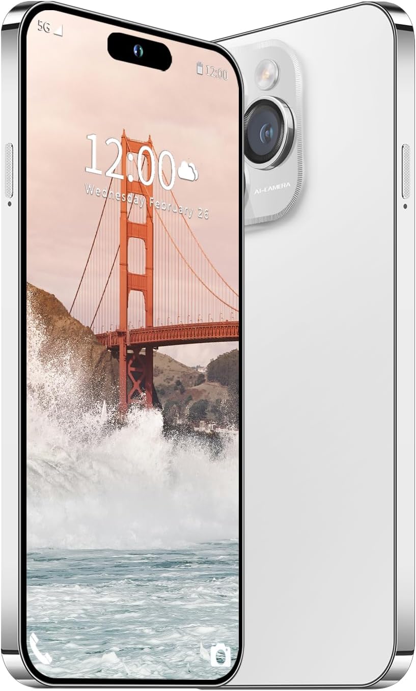 15ProMa x Smartphone, 16+512GB Unlocked Phone, Android 14.0, 48+108MP Zoom Camera, Mobile Phone with Build-in Pen,Long Battery Life 6800mAh, Dual SIM, 6.8“ HD Screen,5G/4G (White)