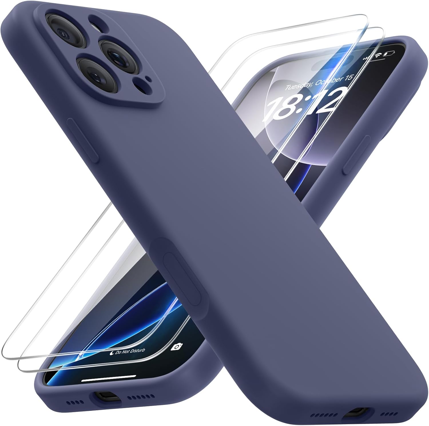 FlyReal Magnetic for iPhone 16 Pro Max Case, Compatible with MagSafe, [Integrated Silicone Camera Control Button & Camera Protection] +Screen Protectors, Microfiber Lining Case 6.9″, Navy Blue