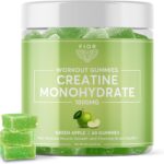 FIOR Creatine Gummy – Best Creatine Monohydrate Chewable, 60 Count, Workout & Protein Supplement, Cognitive Enhancement, Green Apple Flavor, 30 Servings