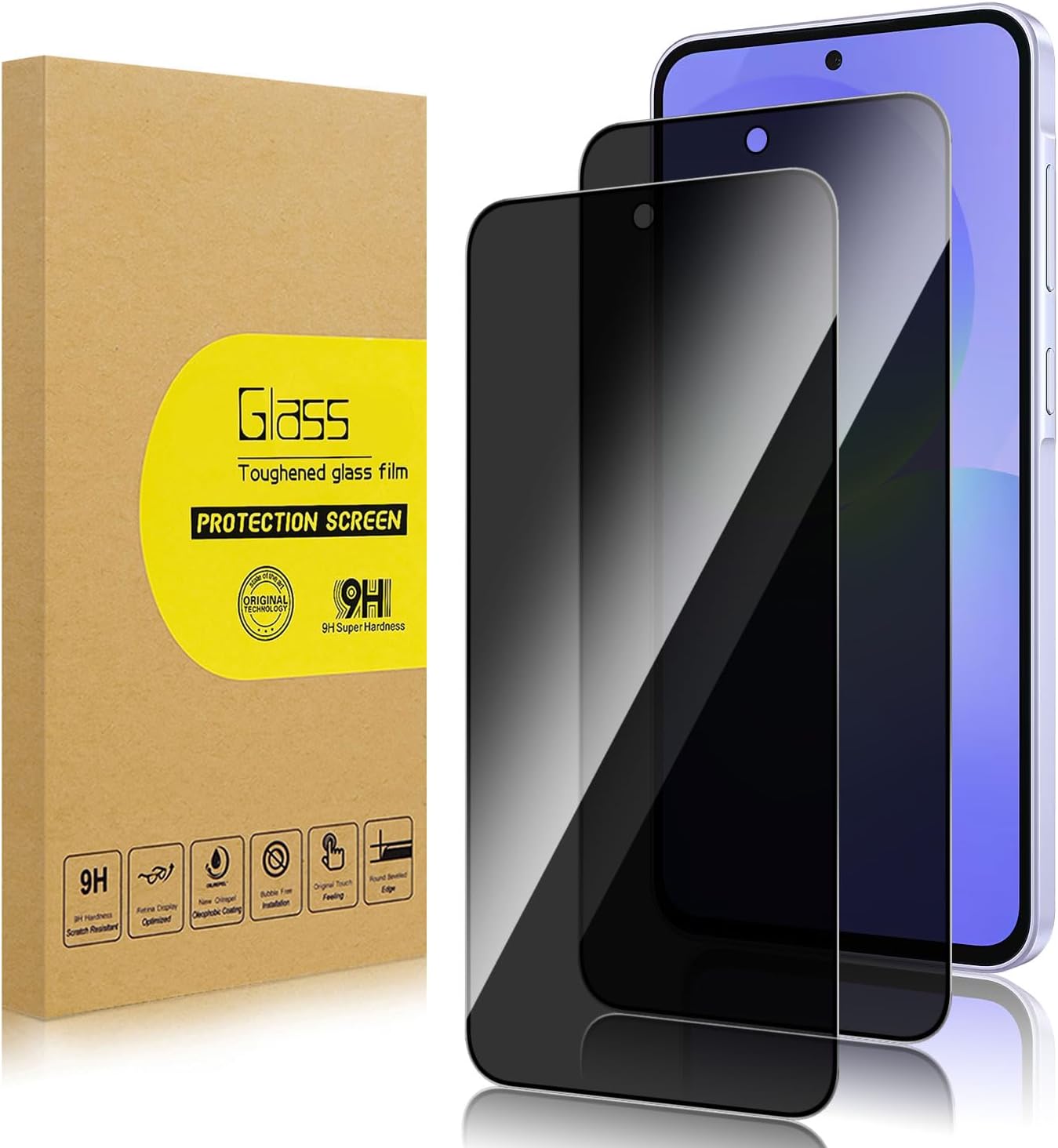 2 Pack Privacy Screen Protector for Samsung Galaxy A36 5G[Anti-Spy Tempered Glass], Ultra HD, Anti-Scratch, Bubble-Free, Easy Install 9H Protective Glass for Galaxy A36
