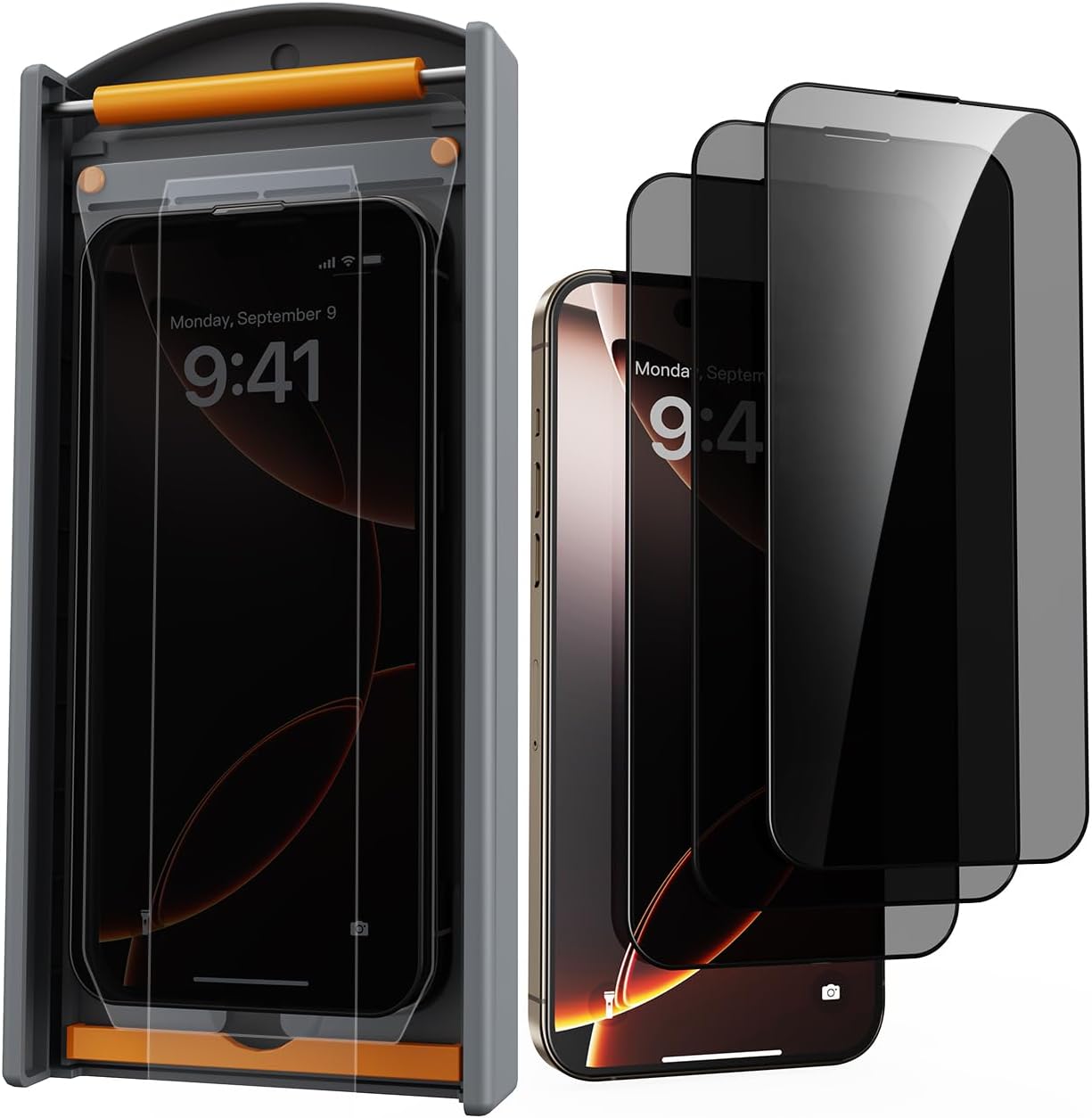 3 Pack for iPhone 16 Pro Max Tempered Glass Privacy Screen Protector, Dust Free CABIN, Auto Positioning, Bubble Free, Privacy Protection, Easy Installation,9H+ Hardness