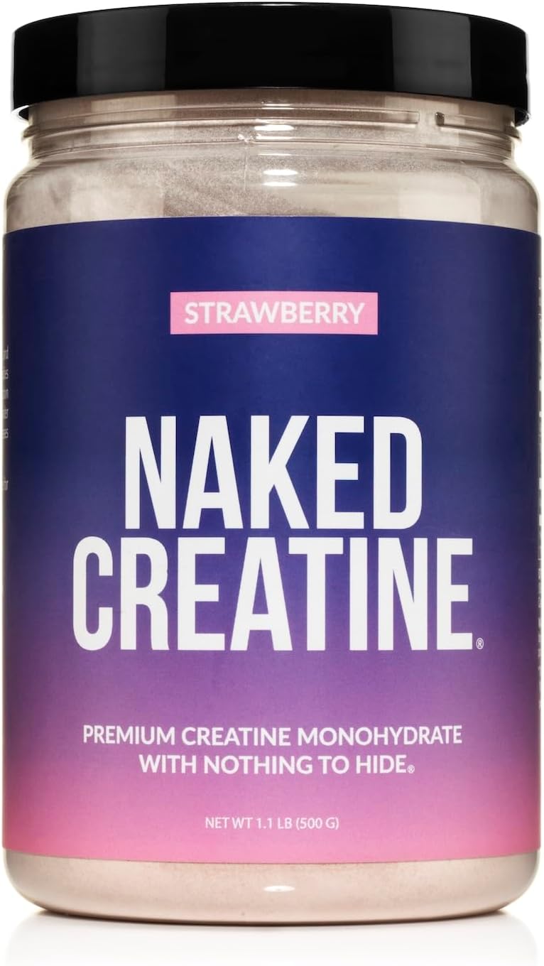 NAKED Creatine – Strawberry Flavored Creatine Monohydrate – Real Strawberry Powder, No Additives, Muscle Growth, Vegan, Non-GMO, Gluten Free, Soy Free – 45 Servings
