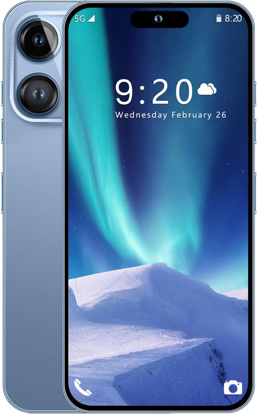 A14 Pro Max 5G Unlocked Smartphone,12GB+512GB, for Android 14, 6.8″ FHD Unlocked Cell Phone, 6800mAh, Battery Fast Charging,48MP+108MP Dual Camera/Dual SIM/Face ID 5G Phone (Blue)