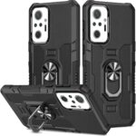 Phone Case for Redmi Note 10 Pro/Redmi Note 10 Pro Max Case, Military Grade Protective Phone Cover with Built-in Magnetic Ring Kickstand Cases for Xiaomi Redmi Note 10 Pro Black
