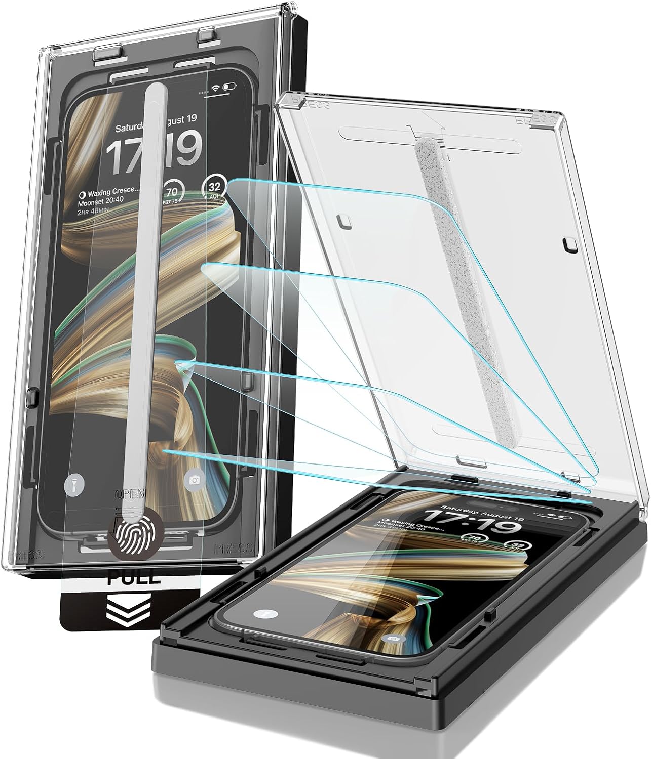 EZ-GLAZ-4 Pack for iPhone 16 Pro Max Screen Protector[6.9″] 9H+ Hardness 12FT Military Grade Shatterproof Long Durable Tempered Glass Film with Flawless Fit Box, HD Clear, Scratch Resistant