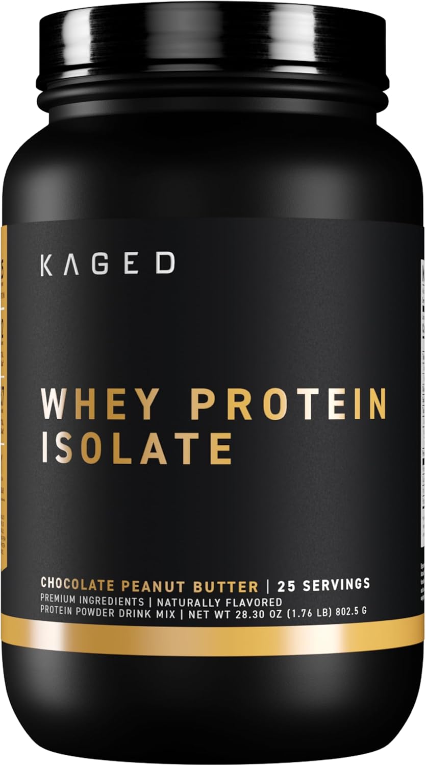 Kaged Whey Protein Isolate Powder, PB Chocolate, 100% Pure Low Lactose Whey, Post Workout Recovery Drink, Support Muscle-Building, 25g per Serving, Amazing Taste, Easy Mix for Shake, 25 Serving
