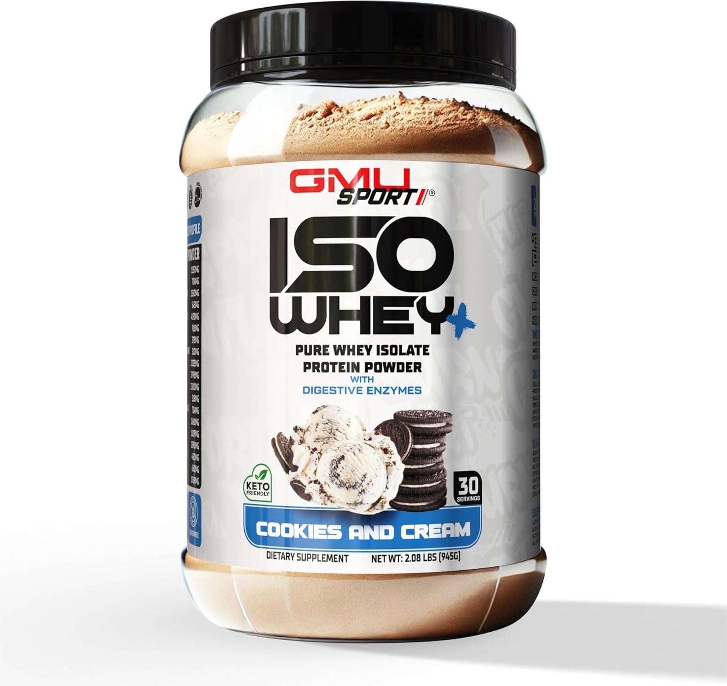 GMU SPORT ISO Whey – 100% Whey Isolate Protein – Cookies and Cream 2lb, (30 Servings) – 26g Protein Per Serving Complete with a Full Amino Profile, Digestive Enzymes, BCAA’s and Collagen Peptides