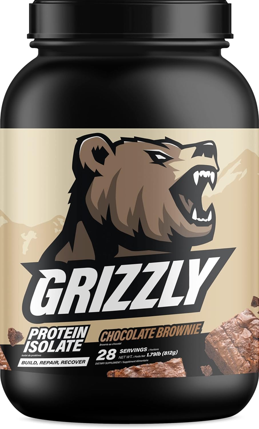 Grizzly Whey Isolate 25g Protein Powder Chocolate Brownie Protein Shake – 5.5g BCAAs for Growth & Muscle Recovery – 89% Whey Protein Per Serving – Post Workout Builder for Men & Women – 28 Servings