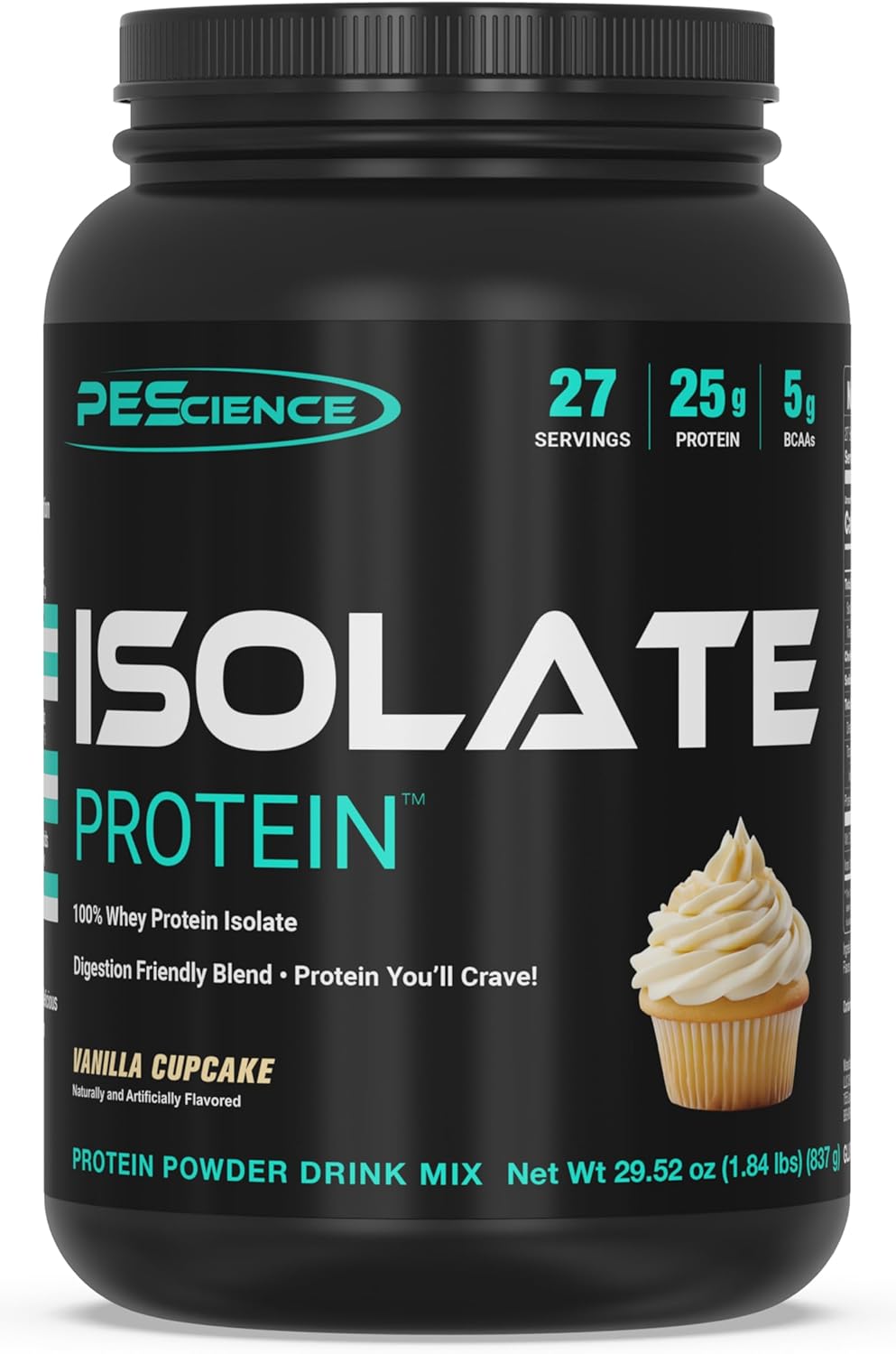 PEScience Whey Protein Isolate, Clean Protein Powder for Women and Men, Low Carb, Gluten Free, Fast Absorbing Post Workout Shake, Vanilla Cupcake, 27 Servings