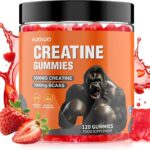 Creatine Gummies 5000mg Creatine Monohydrate with 1000mg BCAAs per Serving for Men & Women, Vegan & Sugar-Free, Easy Pre/Post Workout Gym Support for Performance and Muscle Power (2 Month Supply)