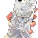 I-MGAE-IN-AR Compact Case for iPhone 16e Shiny Silver Butterfly Design,Cute Trendy Soft Slim TPU Shockproof Protective Phone Cases Cover for Women Girls Aesthetic Glitter