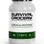 Survival Grocery® Survival Proteins™ Grass-Fed Whey Protein & Collagen Peptides (Types I & III), Unflavored, Gluten Free, Muscle Recovery, Skin, Hair, Nail, Joint Support, 1kg/2.2 lbs