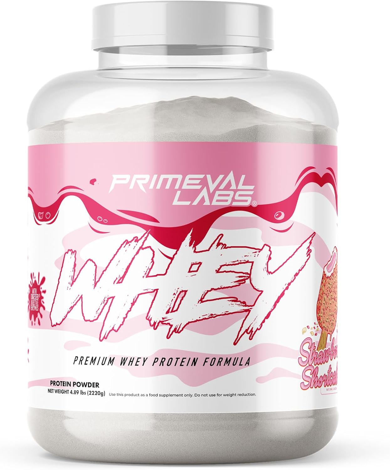 Primeval Labs Whey Protein | Pure Whey Protein Concentrate | for Muscle Growth & Recovery | Easy to Mix Formula | Strawberry Shortcake | 60 Servings