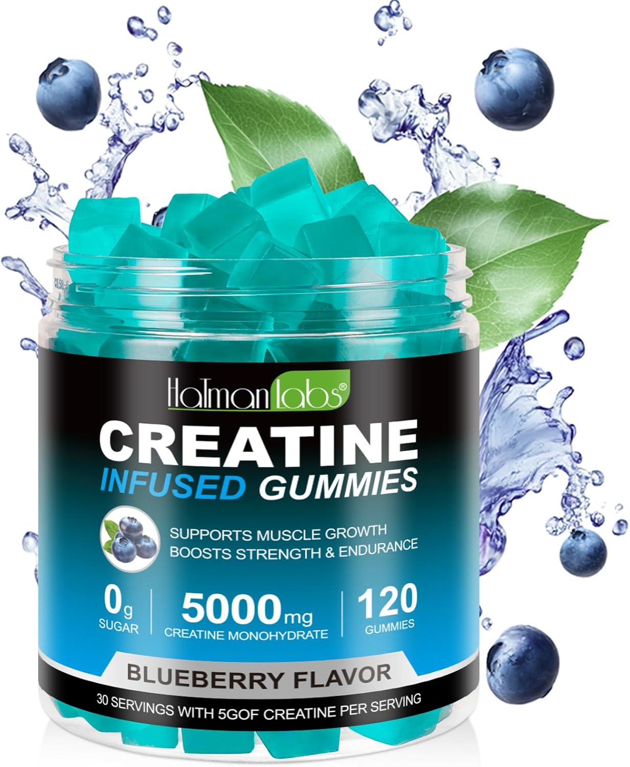 Creatine Monohydrate Gummies for Men & Women – 5g per Serving, Low Sugar Creatine Monohydrate Gummies – Increase Strength, Muscle Gain, Recovery, Endurance – Vegan, Gluten-Free,Blueberry (120 Count)