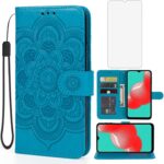 Case for Galaxy A32 5G Case, Galaxy M32 5G SM-A326 Wallet Case with Tempered Glass Screen Protector, Leather Flip Credit Card Holder Stand Phone Cover Cases for Samsung Galaxy A32 5G Blue