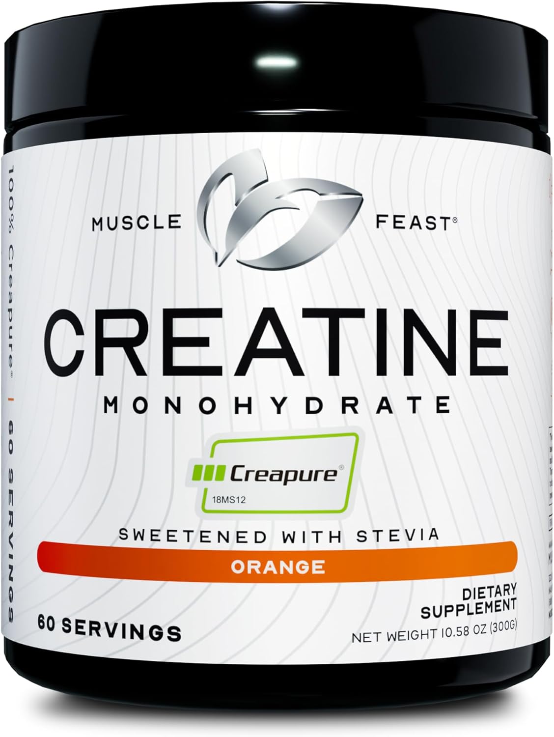 Muscle Feast Creapure Creatine Monohydrate Powder, Vegan Keto Friendly Gluten-Free Easy to Mix, Muscle Recovery Supplement, Trusted Creatine for Muscle Growth, Flavored Creatine, Natural Orange, 300g