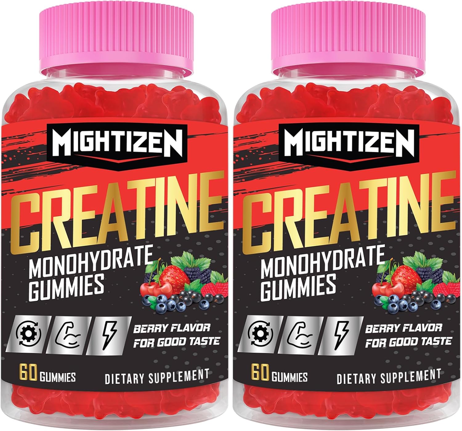 Creatine for Men & Women Creatine Monohydrate Gummies, Creatine Monohydrate per Serving with Taurine & Vitamin B12, Pre-Workout for Max Strength, Energy & Endurance – 2 Pack