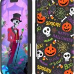 Case for iPhone 16 Pro Max Halloween Ghost Pumpkin Design,Black Matte Soft Slim Fit TPU Anti-Scratch Shockproof Protective Cover Phone Case for iPhone 16 Pro Max