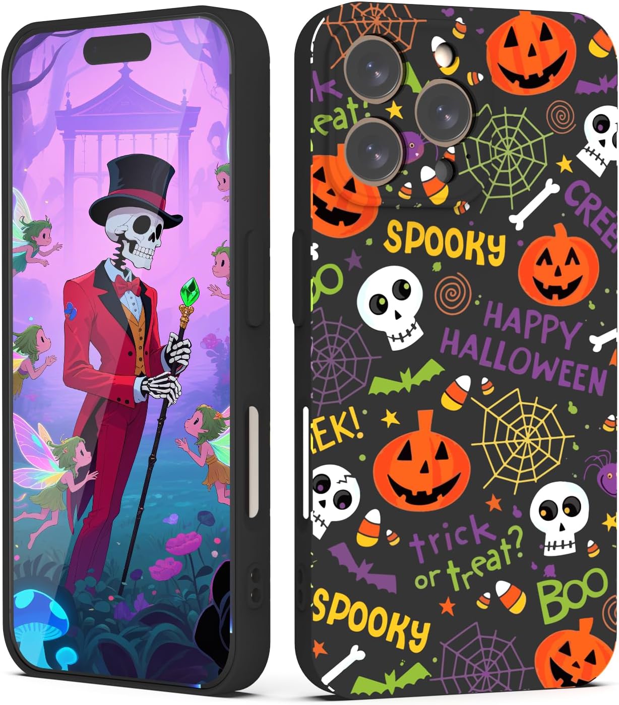 Case for iPhone 16 Pro Max Halloween Ghost Pumpkin Design,Black Matte Soft Slim Fit TPU Anti-Scratch Shockproof Protective Cover Phone Case for iPhone 16 Pro Max